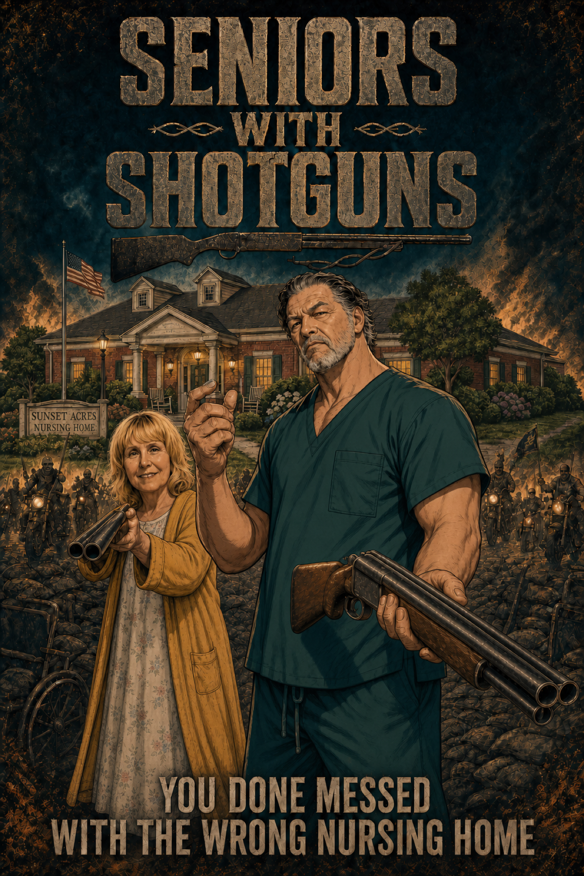 Seniors With Shotguns illustrated movie poster